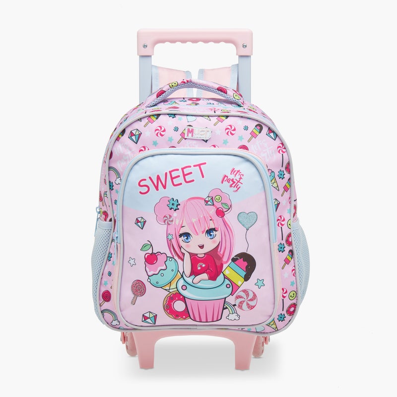 Must 3-Piece Printed School Trolley Bag Set for Girls - Image 2